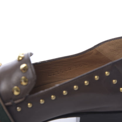 Gucci Calfskin Web Studded Peyton Loafers 35.5 Brown 7 of 11