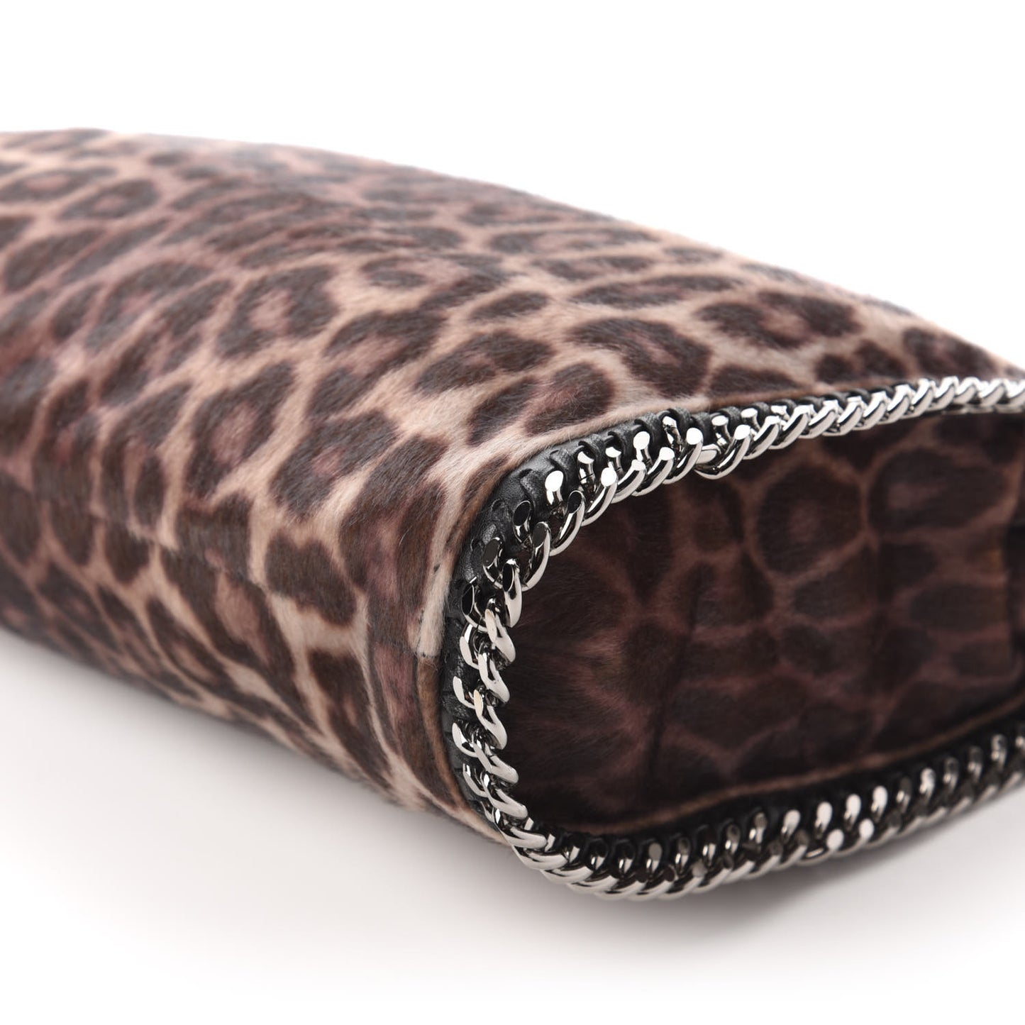 Faux Calf Hair Leopard Print Small Falabella Tote Brown