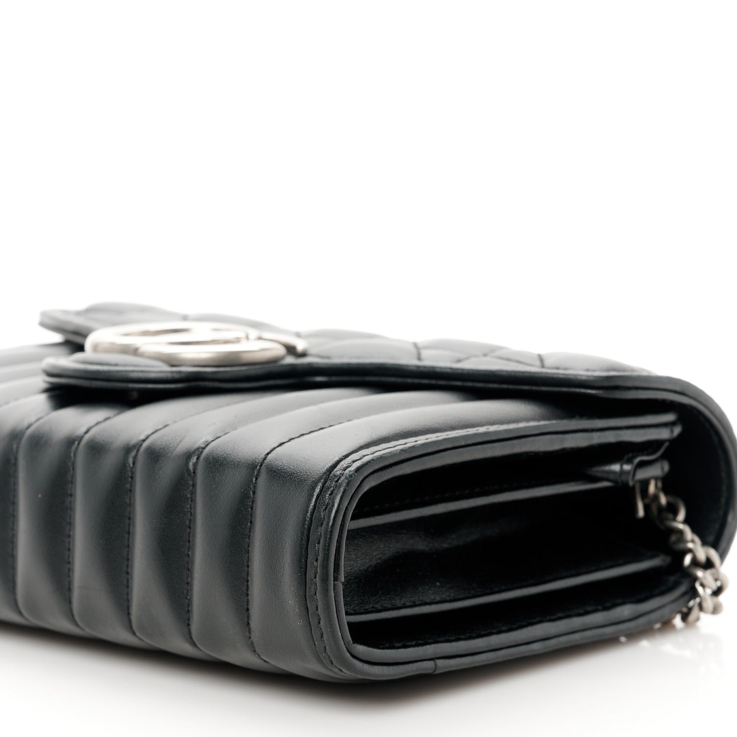 Calfskin Matelasse Aria GG Marmont Chain Wallet Black