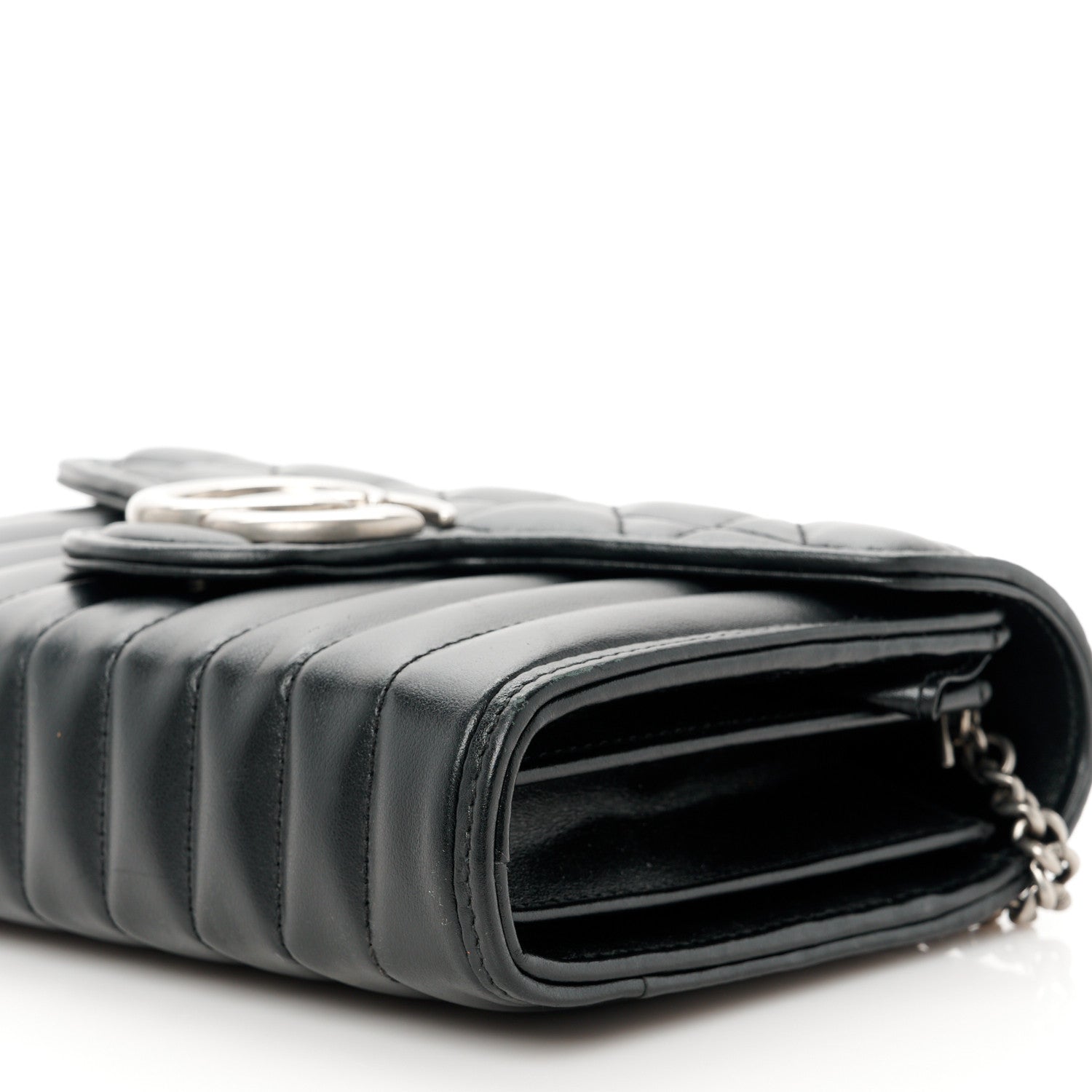 Gucci Calfskin Matelasse Aria GG Marmont Chain Wallet Black 10 of 10
