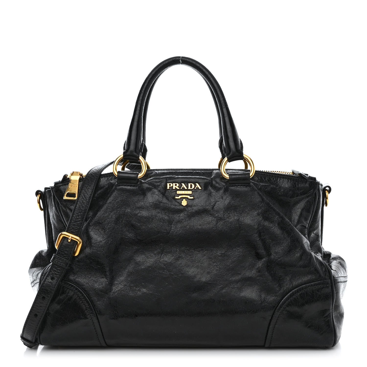 Prada Vitello Shine Shopping Satchel Black 1 of 15