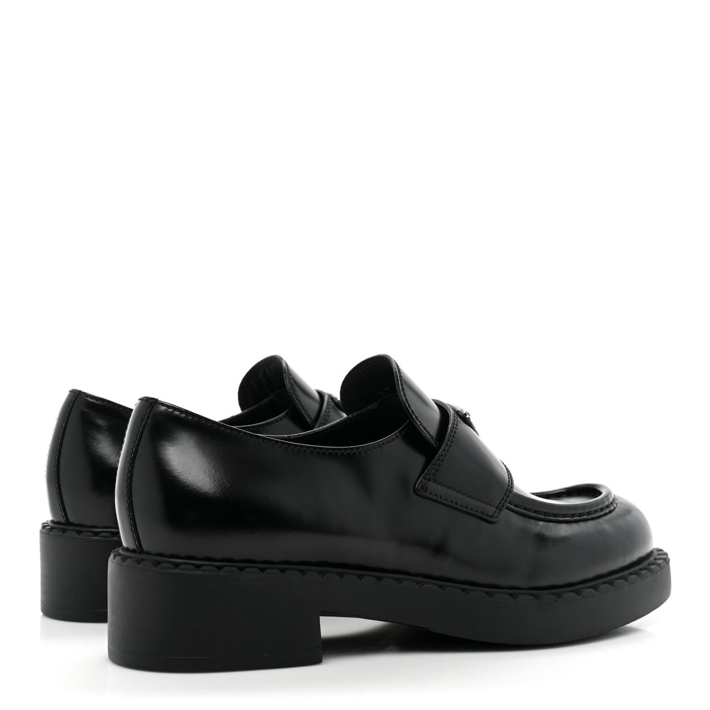 Spazzolato Metal Triangle Logo 50mm Loafers 38 Black