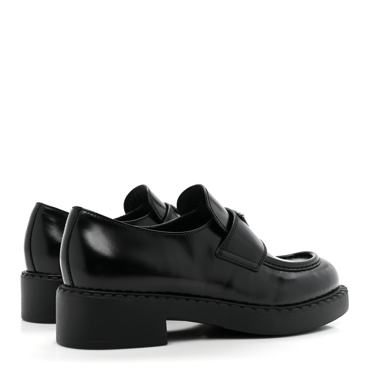 Prada Spazzolato Metal Triangle Logo 50mm Loafers 38 Black 4 of 12