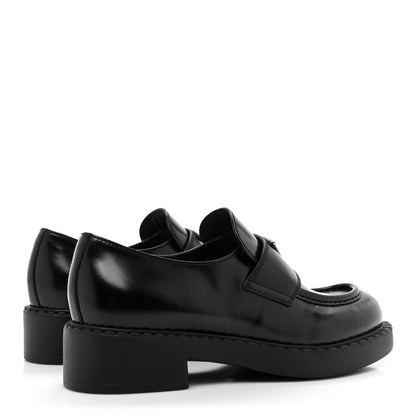 Prada Spazzolato Metal Triangle Logo 50mm Loafers 38 Black 4 of 12