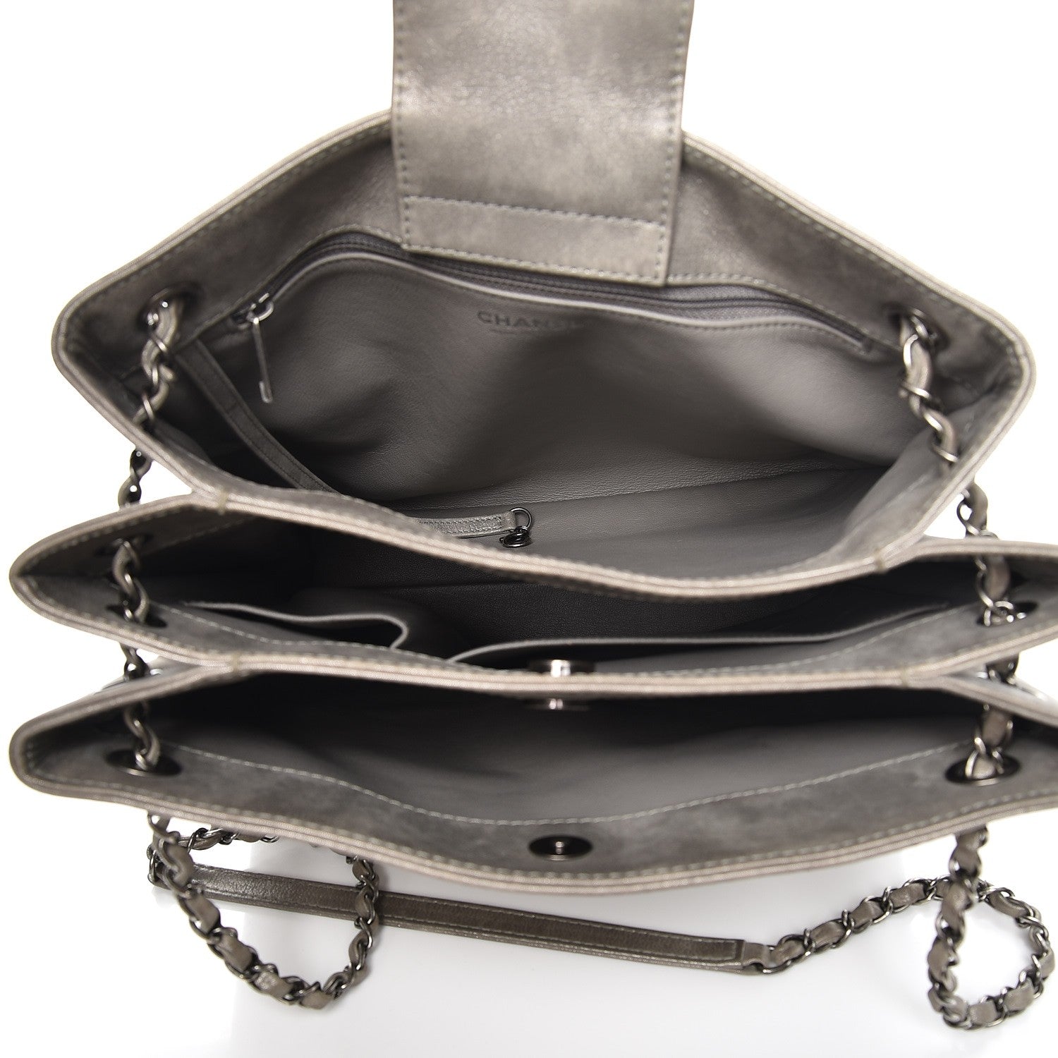 Chanel Iridescent Calfskin CC North South Large Shopping Tote Silver 5 of 12