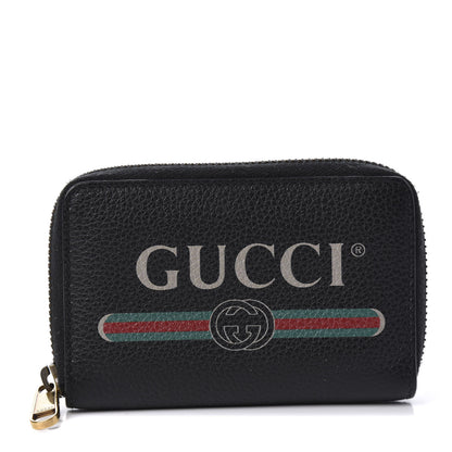 Gucci Calfskin Logo Zip Around Card Case Black 1 of 8