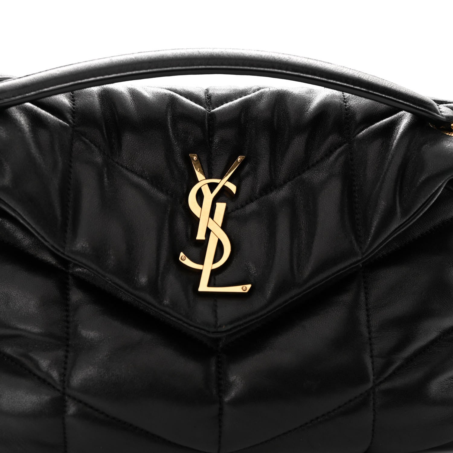 Saint Laurent Lambskin Quilted Small Loulou Puffer Monogram Chain Satchel Black 7 of 9