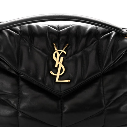 Saint Laurent Lambskin Quilted Small Loulou Puffer Monogram Chain Satchel Black 7 of 9
