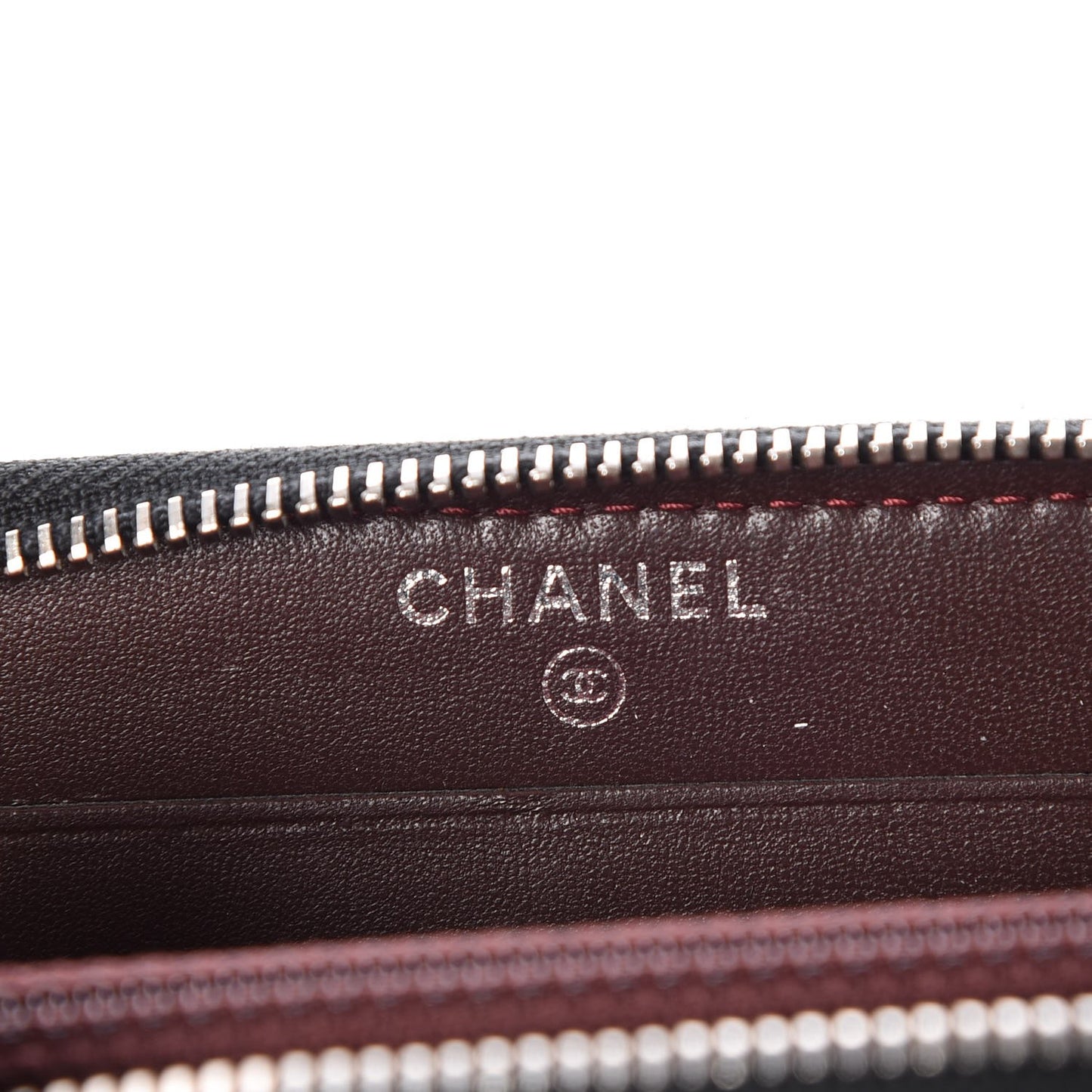 Lambskin Chevron Quilted Small Zip Around Wallet Black