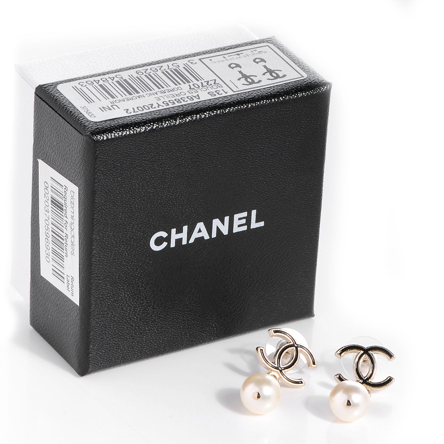 Chanel Pearl CC Dangle Earrings Black 5 of 5