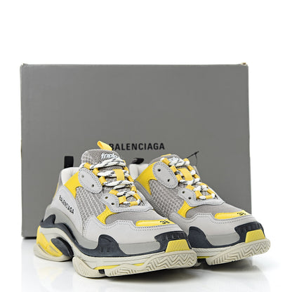 Balenciaga Fabric Mesh Womens Triple S Sneakers 38 Yellow Grey White 8 of 8