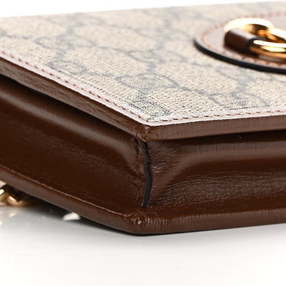 Gucci GG Supreme Monogram Azalea Calfskin Horsebit 1955 Wallet On Chain Beige Ebony Brown Sugar 9 of 11