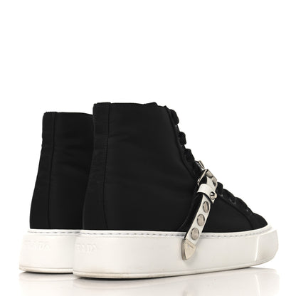 Prada Nylon Gabardine Studded High Top Sneakers 37 Black 5 of 8