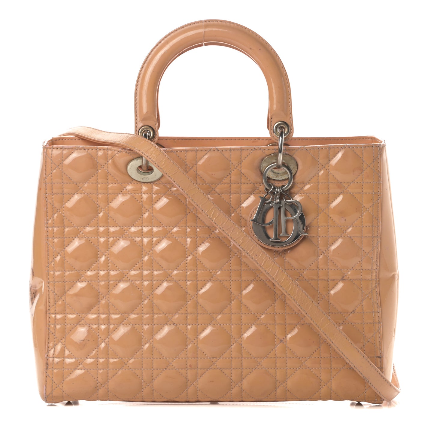 Patent Cannage Large Lady Dior Beige