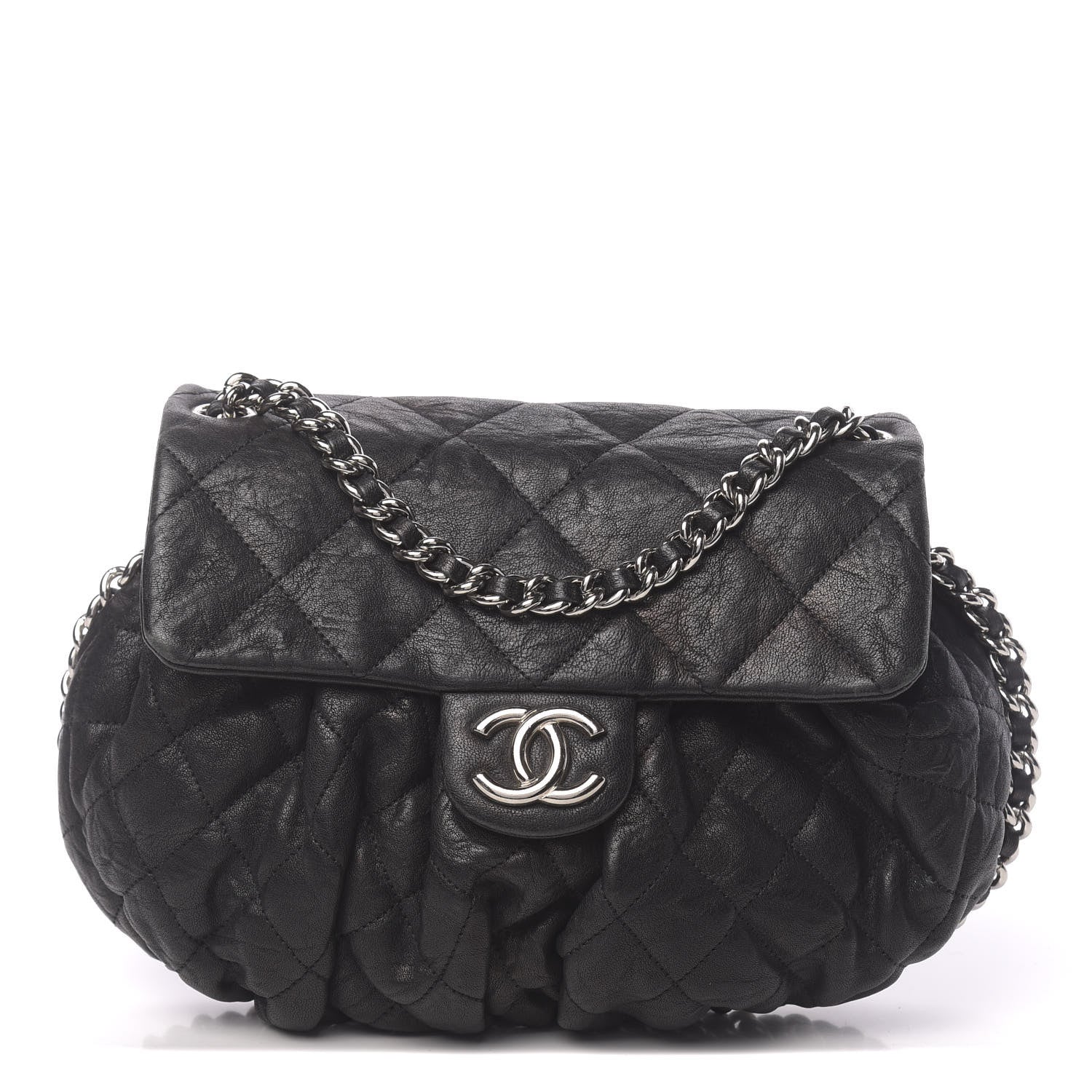Chanel Washed Lambskin Quilted Medium Chain Around Messenger Black 1 of 11