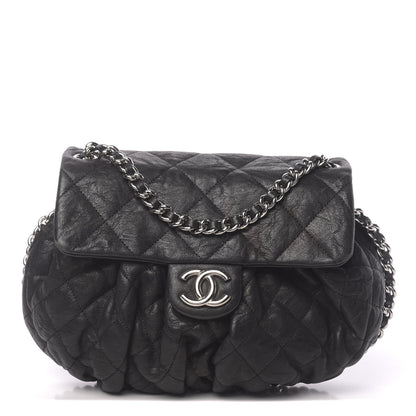 Chanel Washed Lambskin Quilted Medium Chain Around Messenger Black 1 of 11