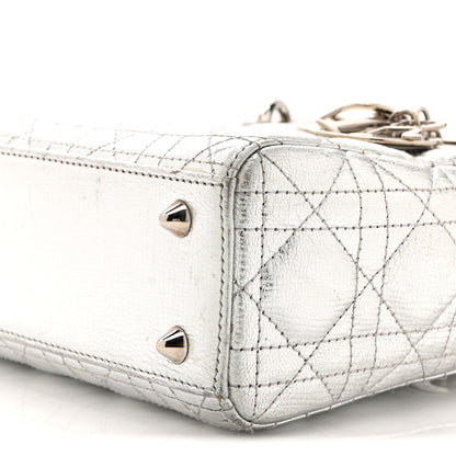 Christian Dior Metallic Grained Calfskin Cannage Small Lucky Badges My Lady Dior Silver 10 of 16