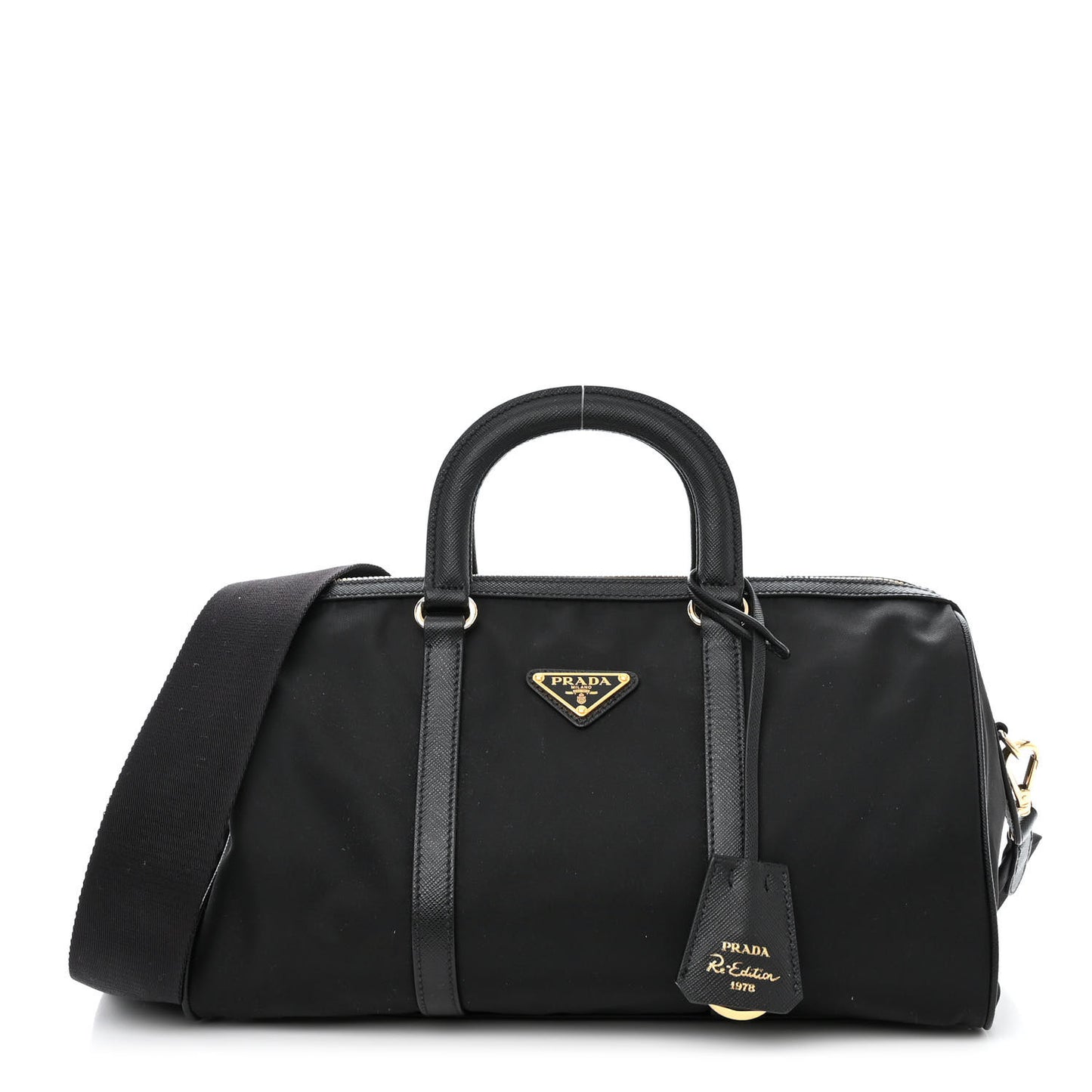 Re-Nylon Saffiano Medium Re-Edition 1978 Top Handle Bag Black
