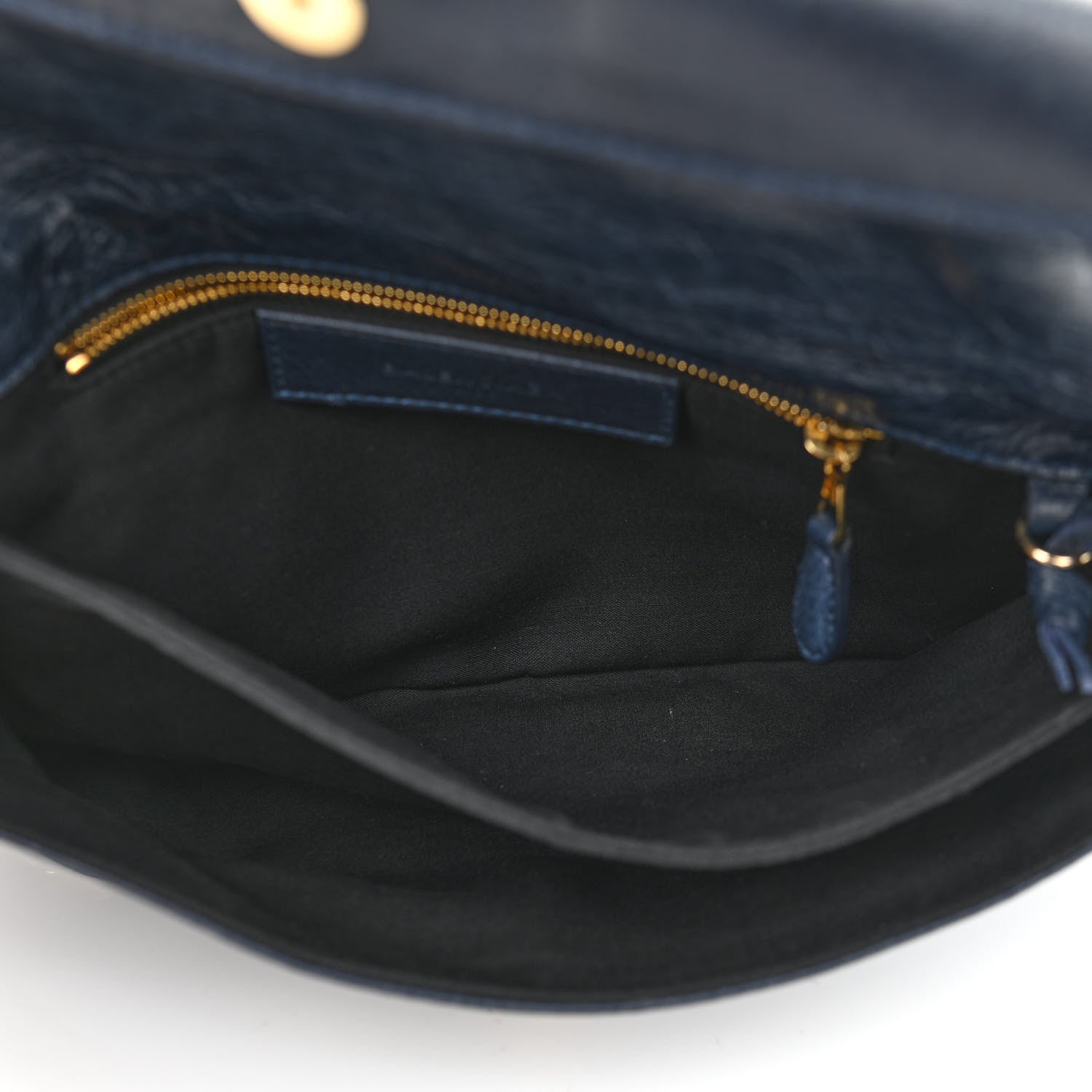 Balenciaga Agneau Giant 12 Gold Hardware Envelope Strap Clutch Bleu Obscur 5 of 11