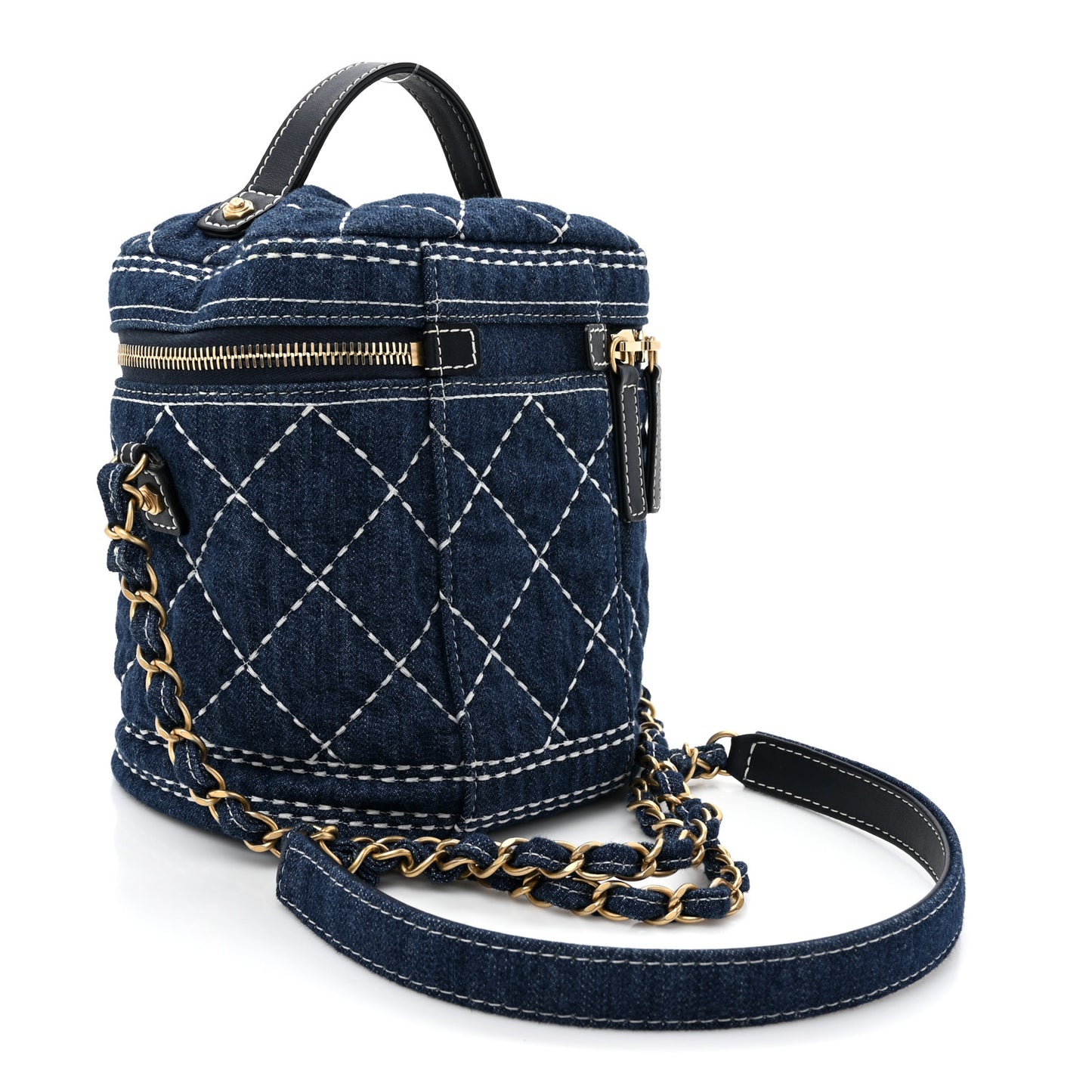 Denim Quilted Denim Trip Vanity Cosmetic Case Blue