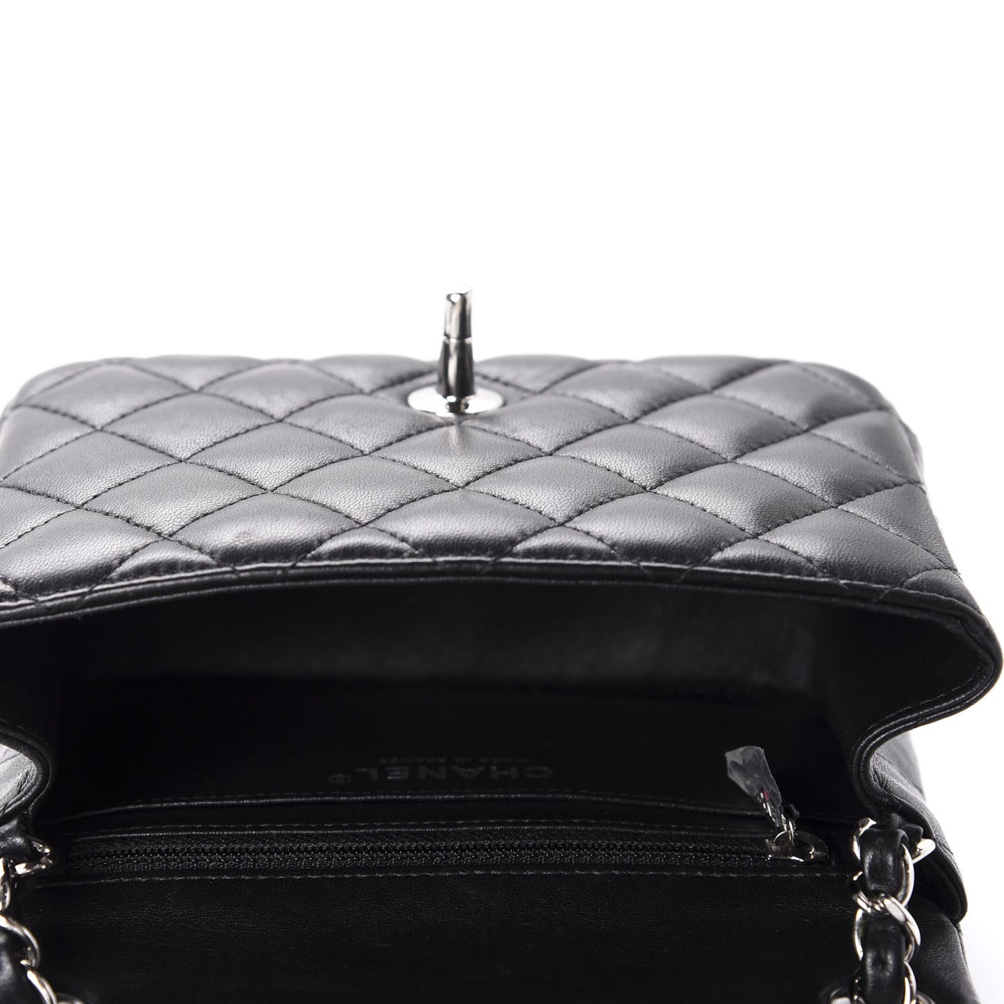 Lambskin Quilted Mini Square Flap Black