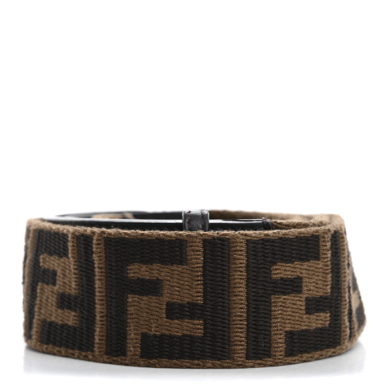 Fendi Ribbon Vitello Century FF 1974 Flat Studded Strap You Fango Marrone Ebano 2 of 6