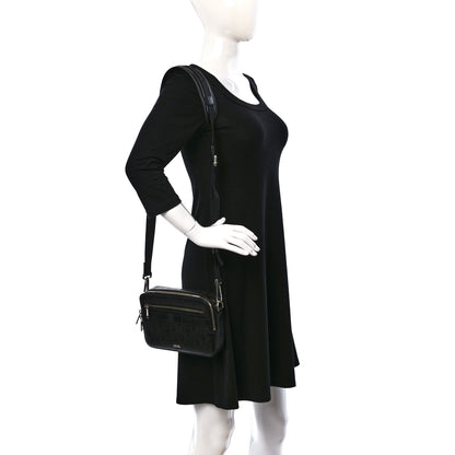 Christian Dior Calfskin Perforated Oblique Galaxy Safari Messenger Bag Black 2 of 12