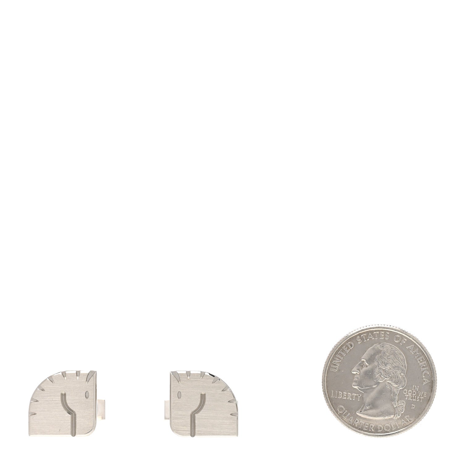 Hermes Palladium Manchette Horse Cufflinks Silver 2 of 7