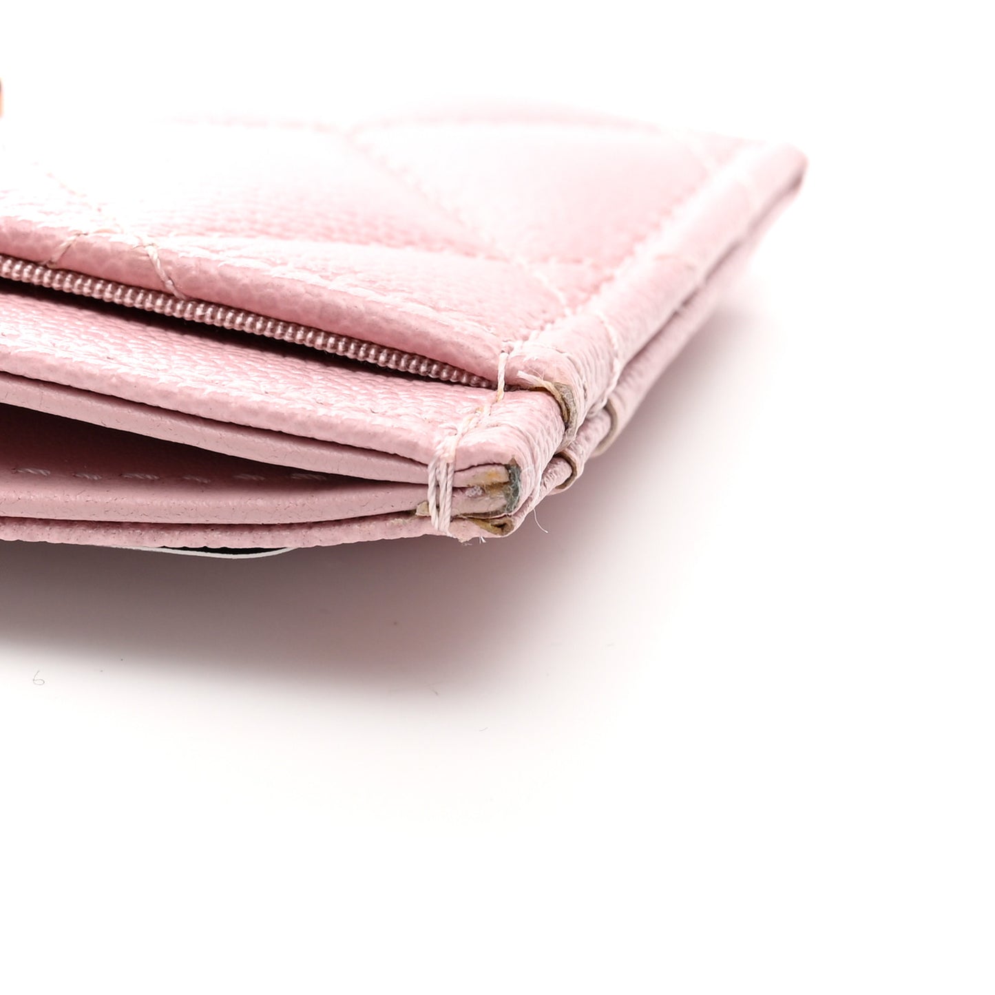 Caviar Quilted Studded CC Card Holder Light Pink