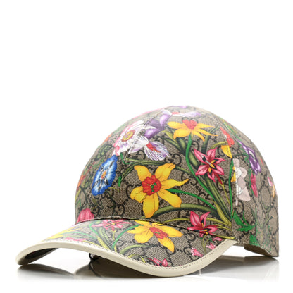 Gucci GG Supreme Flora Claudia Baseball Hat 57 M White 1 of 10