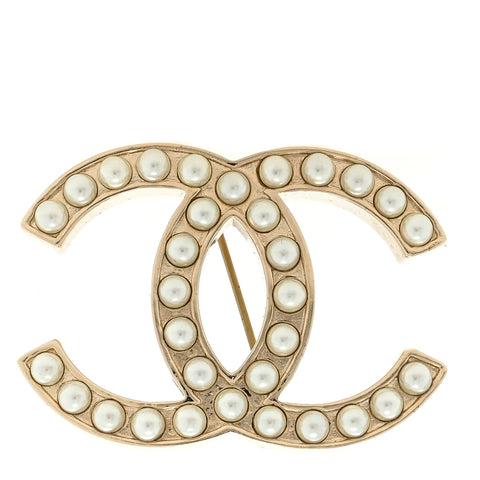 Pearl CC Brooch Gold