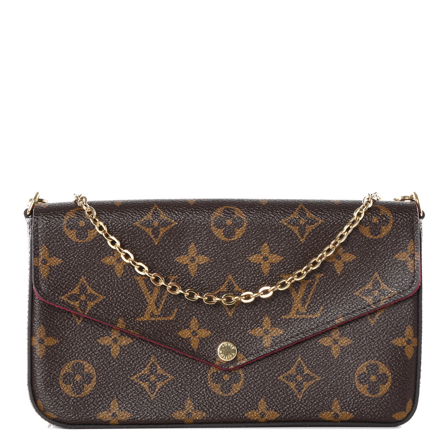 Monogram Pochette Felicie Chain Wallet Fuchsia