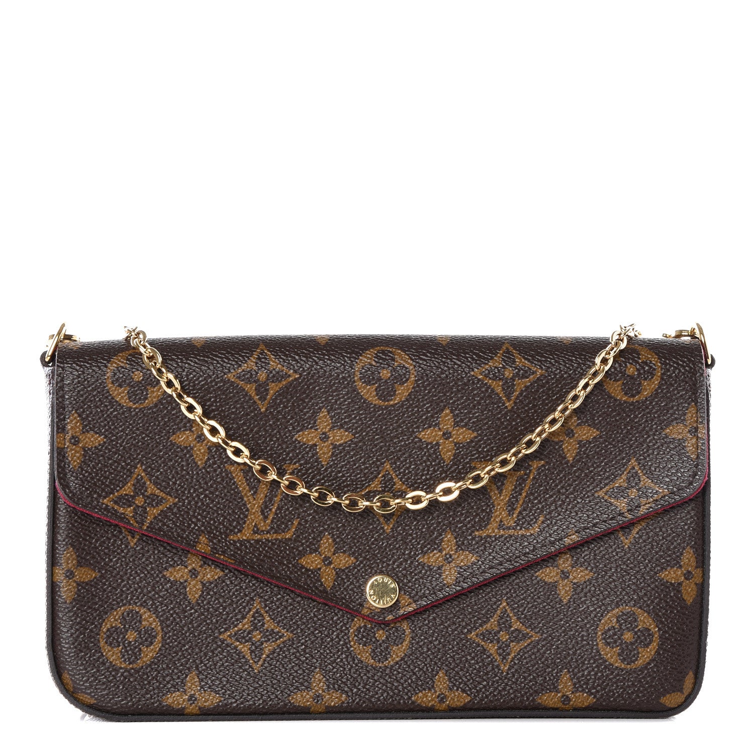 Louis Vuitton Monogram Pochette Felicie Chain Wallet Fuchsia 1 of 15