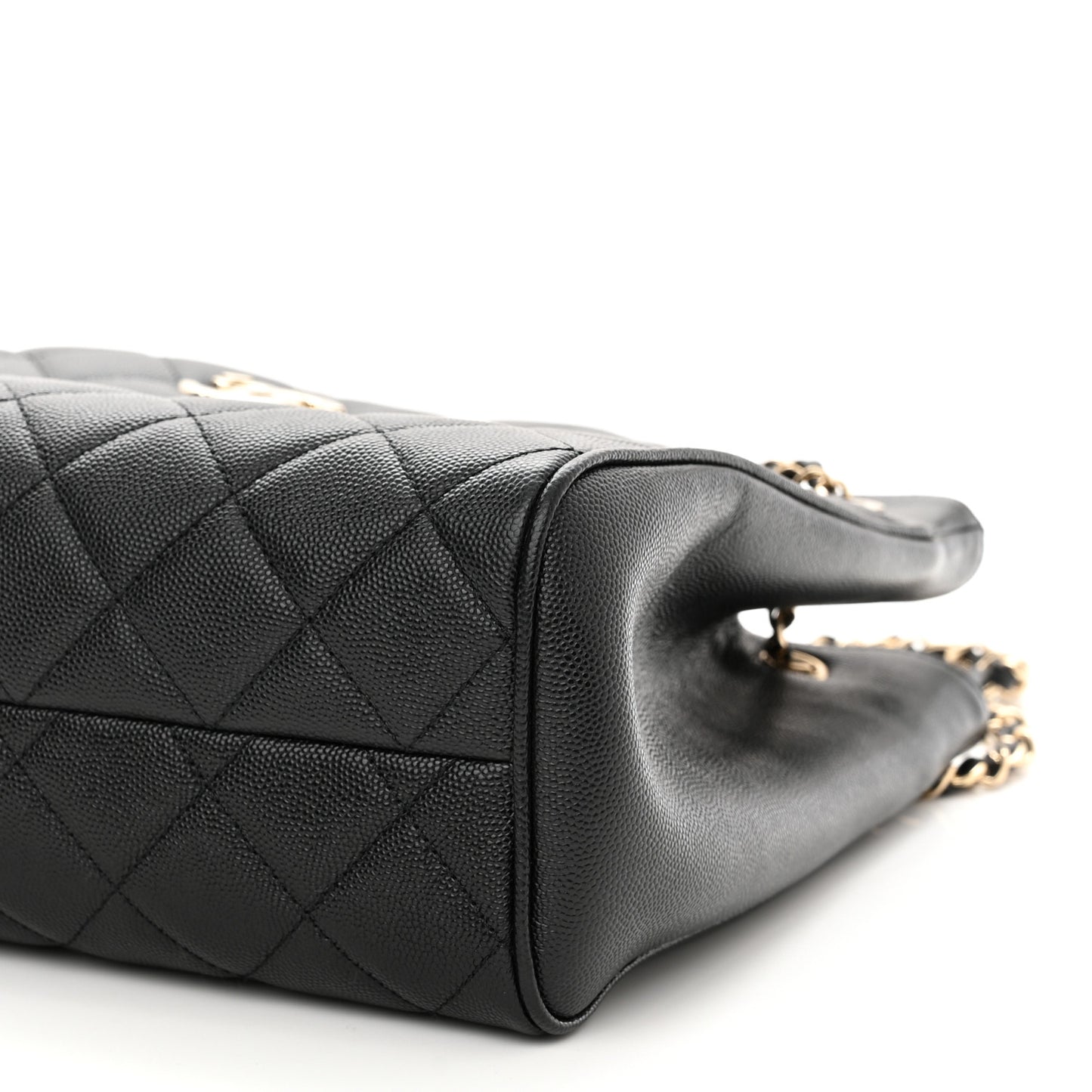 Caviar Quilted In Out Flap Shopping Tote Black
