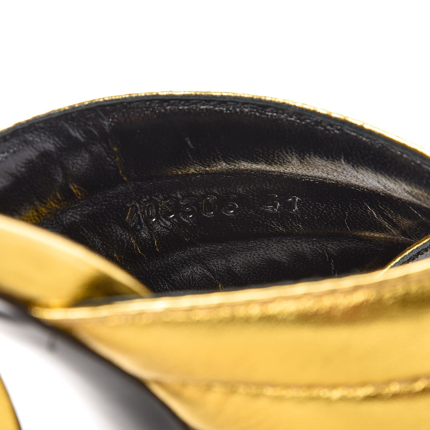Metallic Nappa Webby Crossover High Heel Slide Sandals 41 Oro Vecchio