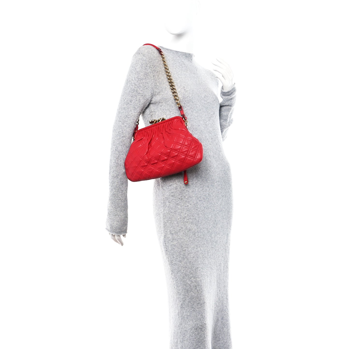 Calfskin Quilted Little Stam Red