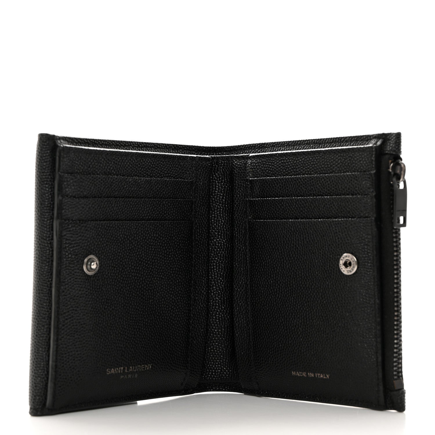 Saint Laurent Grain De Poudre Uptown Monogram Compact Wallet Black 5 of 7