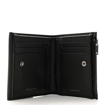 Saint Laurent Grain De Poudre Uptown Monogram Compact Wallet Black 5 of 7