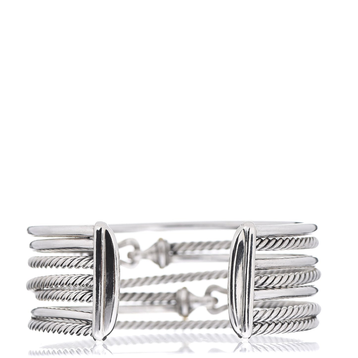 Sterling Silver 18K Yellow Gold 22mm Buckle Crossover Cuff Bracelet