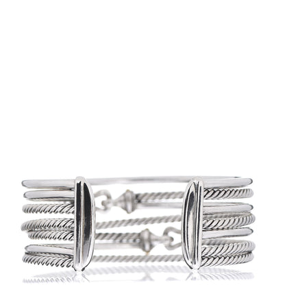 David Yurman Sterling Silver 18K Yellow Gold 22mm Buckle Crossover Cuff Bracelet 3 of 4