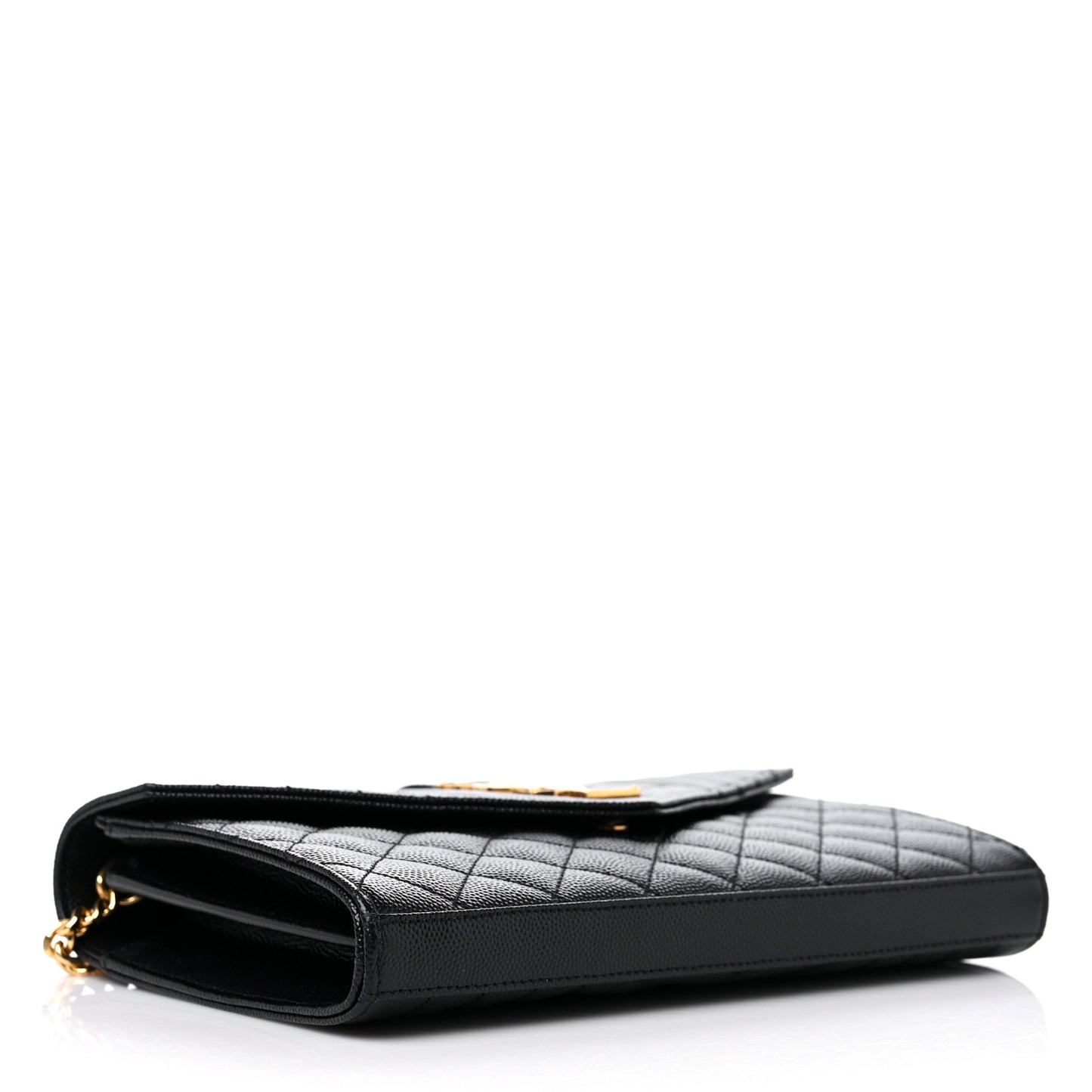 Grain De Poudre Mixed Matelasse Triquilt Monogram Chain Wallet Black