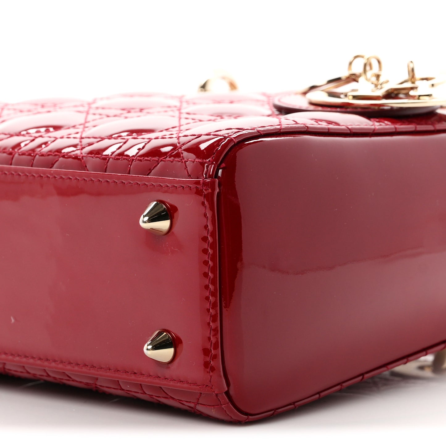 Patent Cannage Small Lady Dior Cherry Red