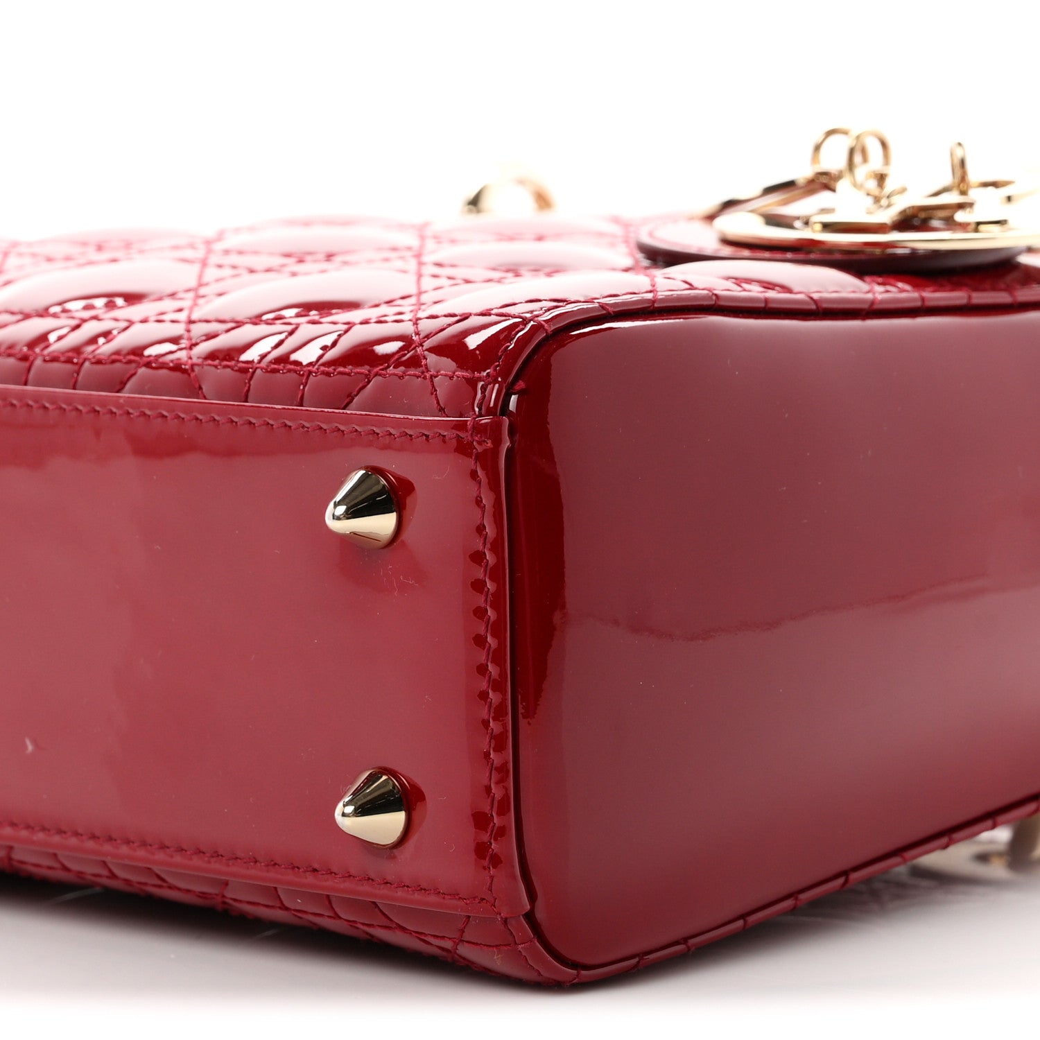 Christian Dior Patent Cannage Small Lady Dior Cherry Red 9 of 10
