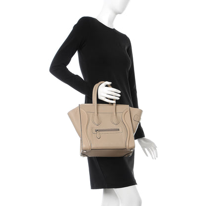 Celine Drummed Calfskin Micro Luggage Dune 2 of 7