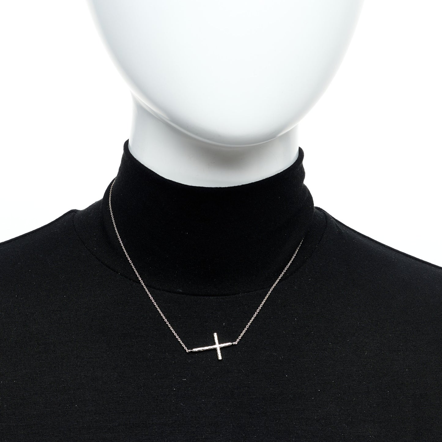 Sterling Silver Paloma Picasso Hammered Sideways Cross Pendant Necklace