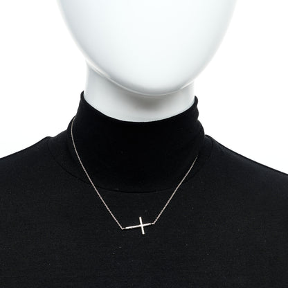 Tiffany Sterling Silver Paloma Picasso Hammered Sideways Cross Pendant Necklace 2 of 5