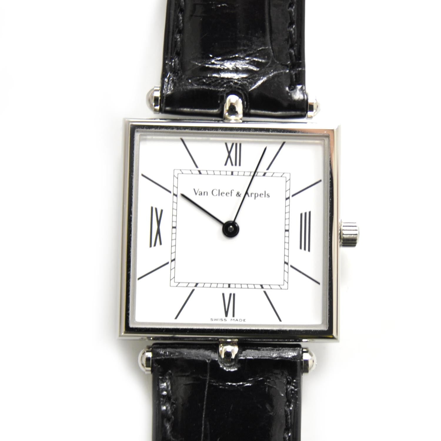 Van Cleef & Arpels Stainless Steel Alligator 27mm Classic Square Quartz Watch 5 of 12