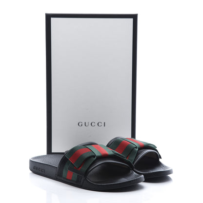 Gucci Satin Web Bow Slide Sandals 40 Black 9 of 9