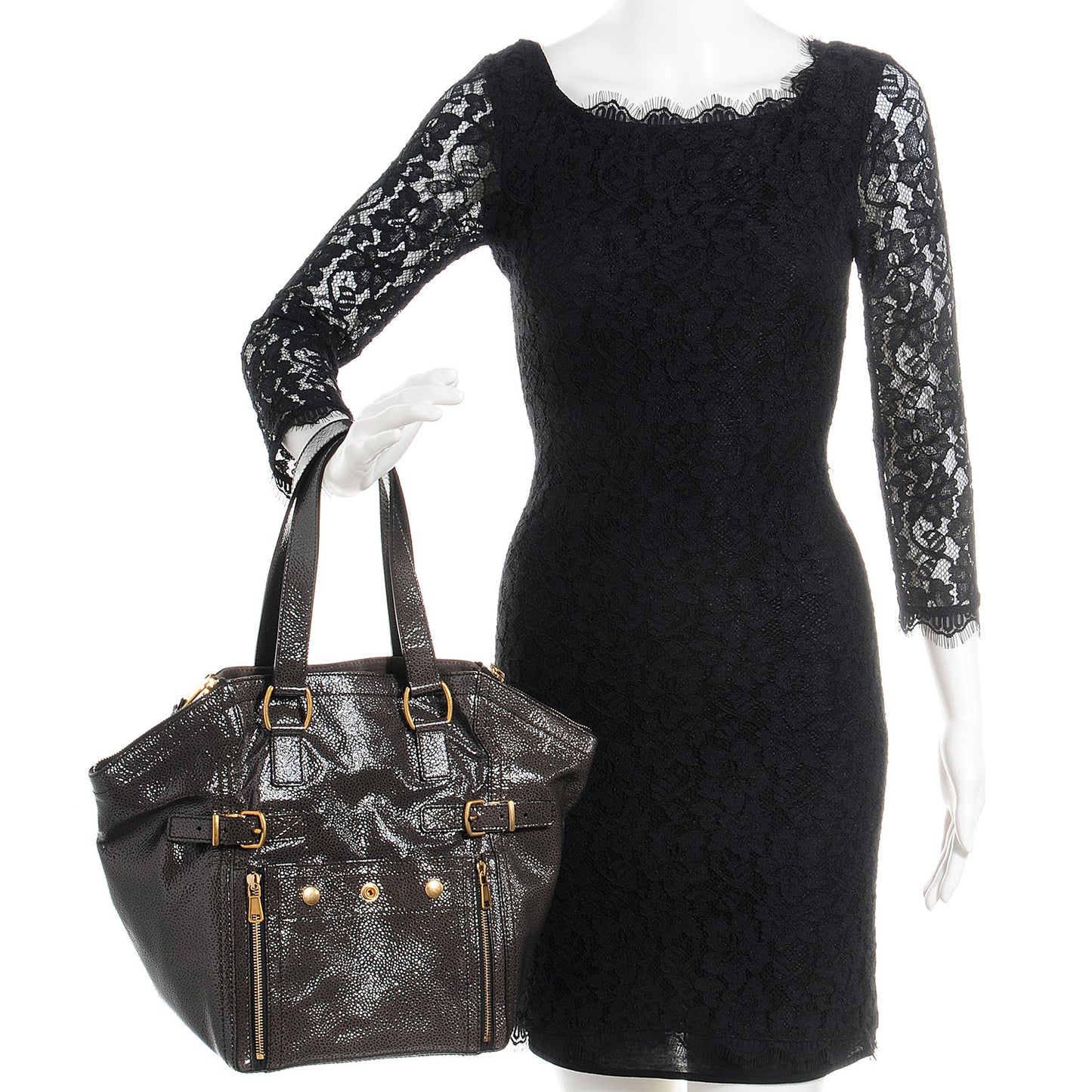 Pebbled Patent Small Downtown Grey