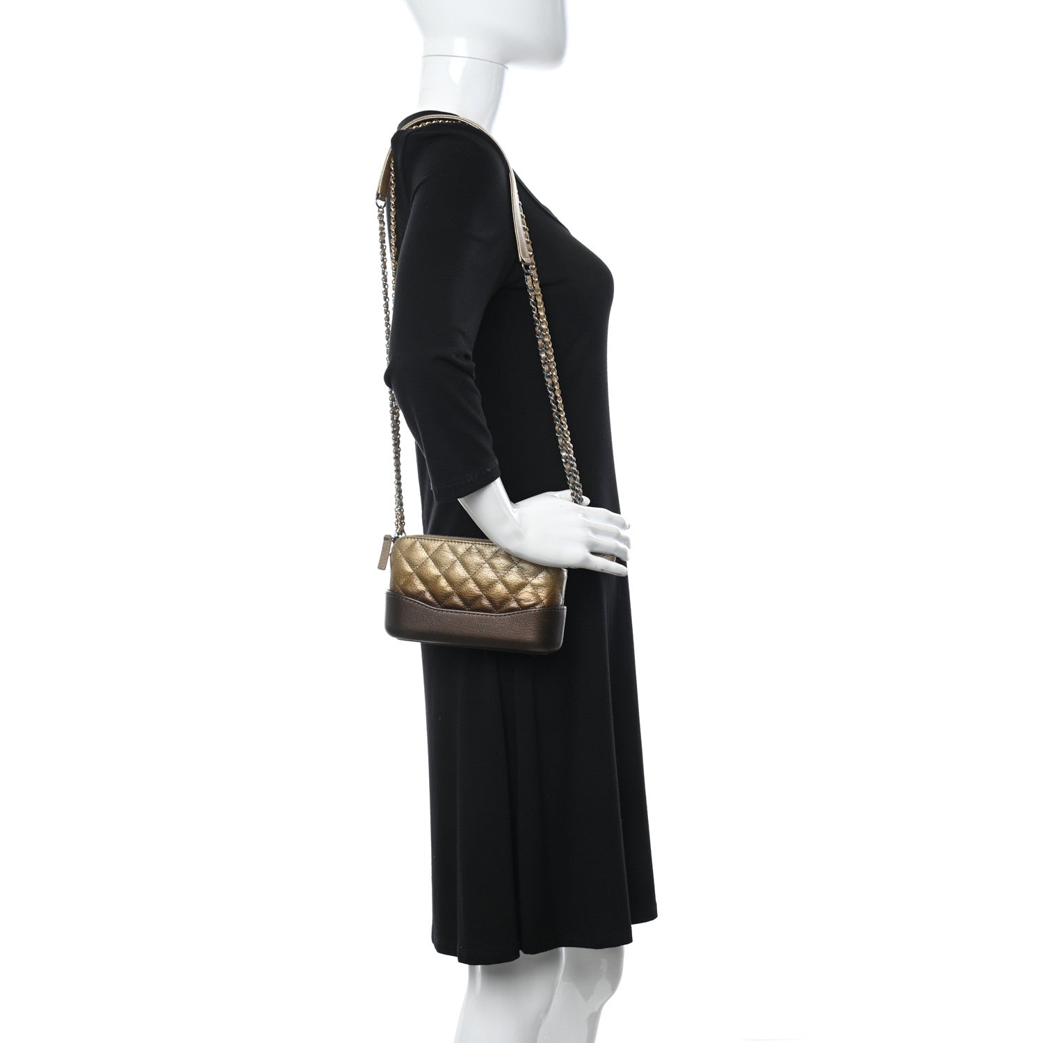 Chanel Metallic Goatskin Quilted Small Gabrielle Clutch With Chain Bronze 2 of 12